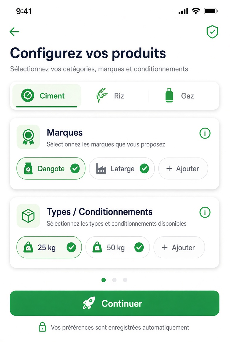Aperçu AfriDepot — Configuration